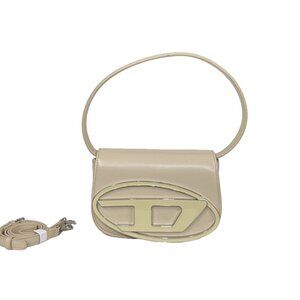 Diesel Cream-Colored Simple Brand Logo Shoulder Bag